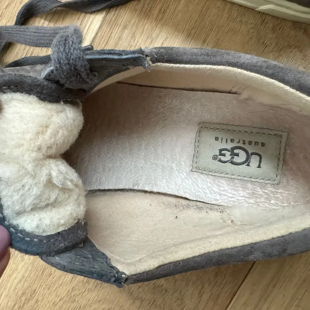 UGG Gray Suede Taya Sherpa Lined Low Top Sneakers Size 8 Fall/Winter